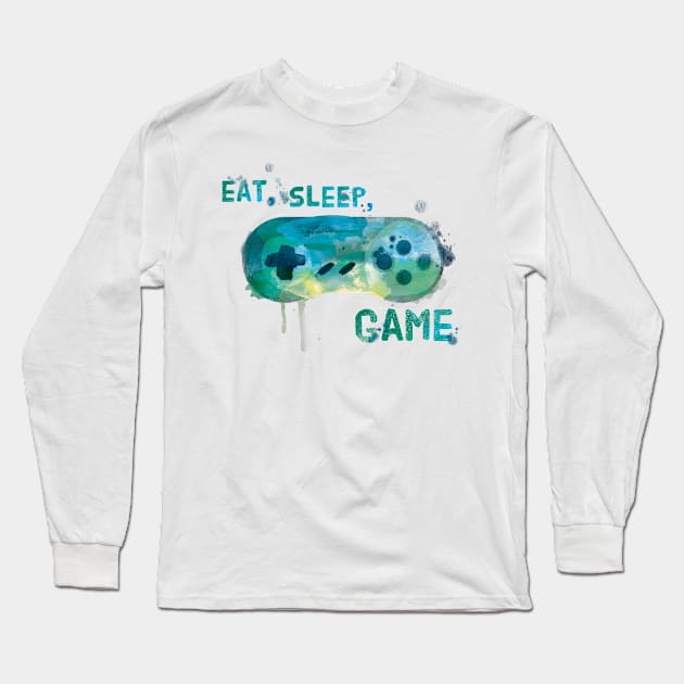 Eat, Sleep, Game Long Sleeve T-Shirt by MonkeyMade